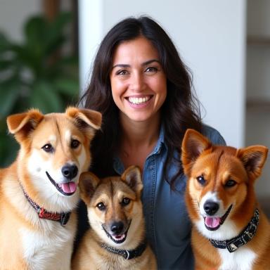 Ana García con sus perros