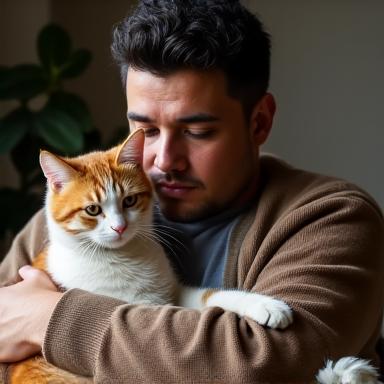 Carlos Mendoza con su gato
